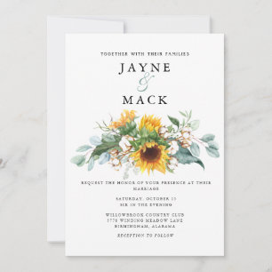 Invitation Design contemporain moderne Mariage tournesol