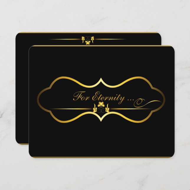 Invitation design contemporain noir et or mariage (Devant / Derrière)
