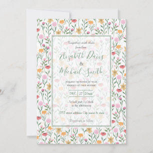 Invitation Design couleur Fleur sauvage aquarelle
