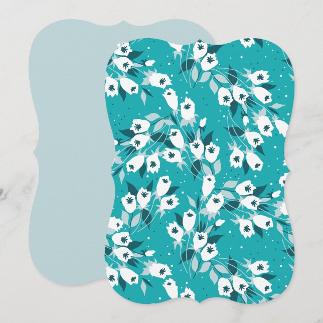 Invitation Design d'art botanique Motif élégant à la fleur de (Devant / Derrière)