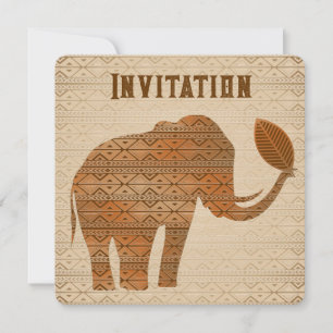 Invitation Design d'art tribal des éléphants