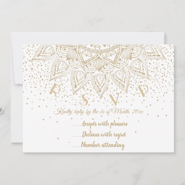 Invitation Design de confettis mandala or élégant (Devant)