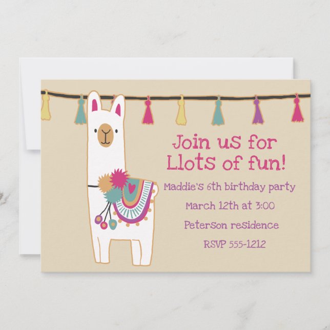Invitation Design de lama et de châteaux mignons (Devant)