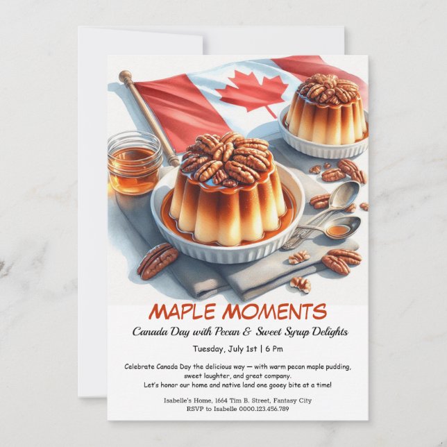 Invitation Design de l'aquarelle de la tarte à l'érable et à  (Devant)