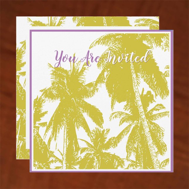 Invitation Design de palmiers tropicaux en or (Créateur téléchargé)