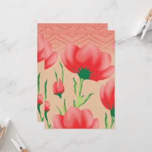 Invitation Design de tissu rouge vif avec motif floral
