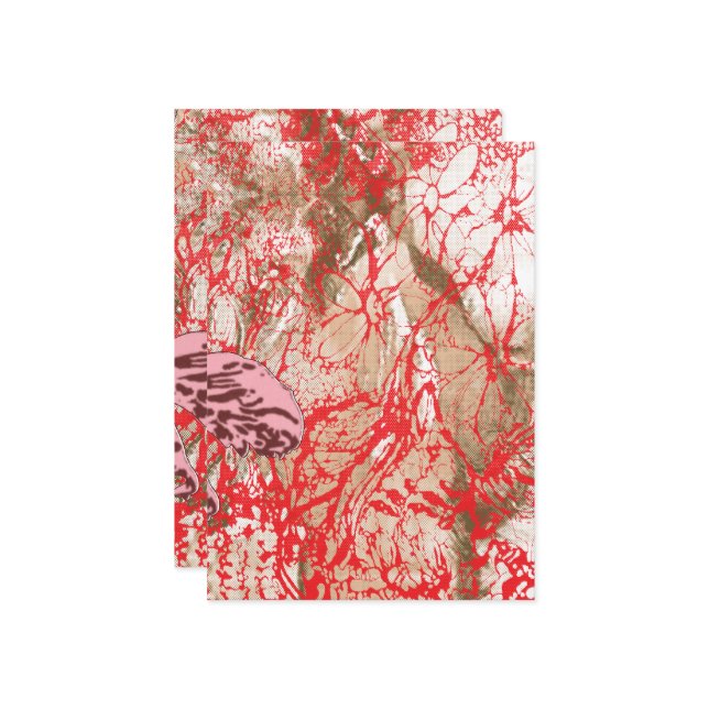 Invitation Design de tissu rouge vif avec plancher complexe (Devant/Arrière en situation)