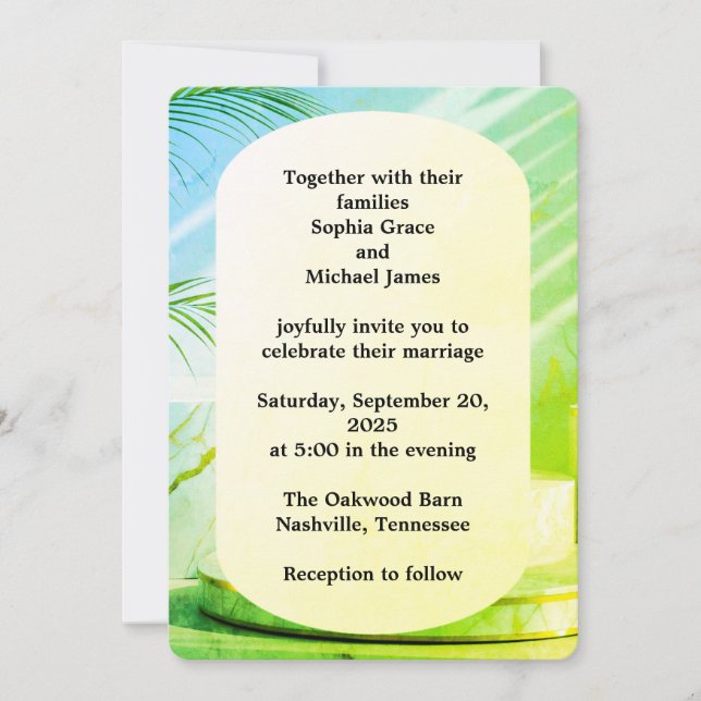 Invitation Design écologique Feuille élégant | Botan minimal (Devant)