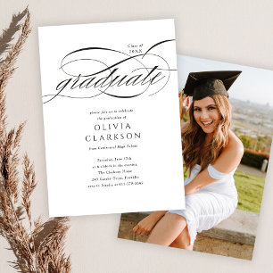 Invitation Design élégant moderne Script Photo Graduation Par