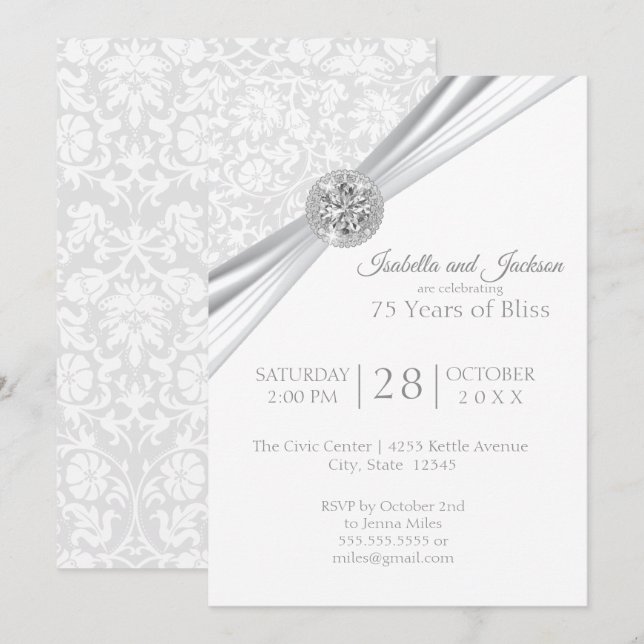 Invitation Design élégant pour le 75e / 60e anniversaire de m (Devant / Derrière)