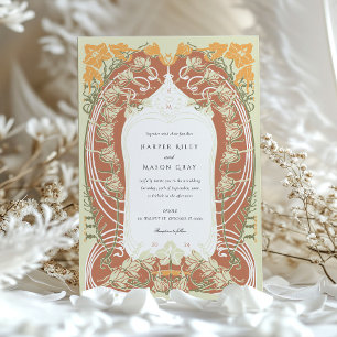 Invitation Design floral Mariage Art Nouveau élégant