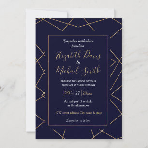 Invitation Design géométrique moderne Blue Gold