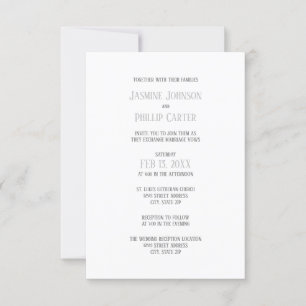 Invitation Design gris simple - Mariage/Invitation de récepti