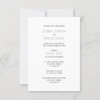 Invitation Design gris simple - Mariage/Invitation de récepti