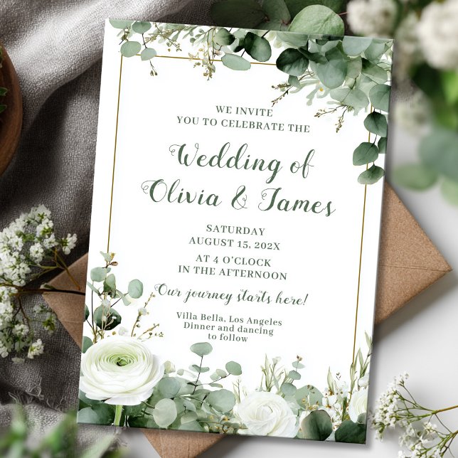 Invitation Design mariage à fleurs d'eucalyptus vert (Créateur téléchargé)