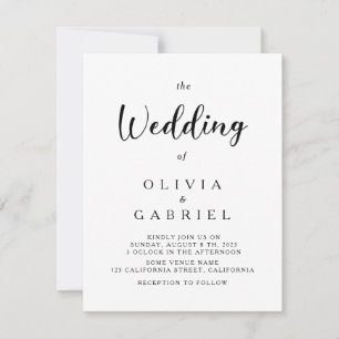 Invitation Design minimaliste. Mariage calligraphie moderne