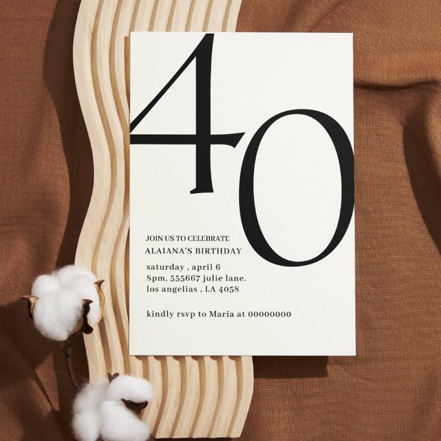 Invitation Design moderne 40e anniversaire simple élégant scr (Créateur téléchargé)