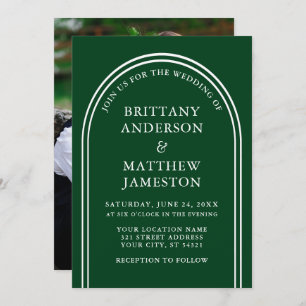 Invitation Design moderne Arch Mariage Photo verte