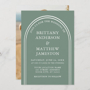 Invitation Design moderne Arch Mariage Sage Green Photo