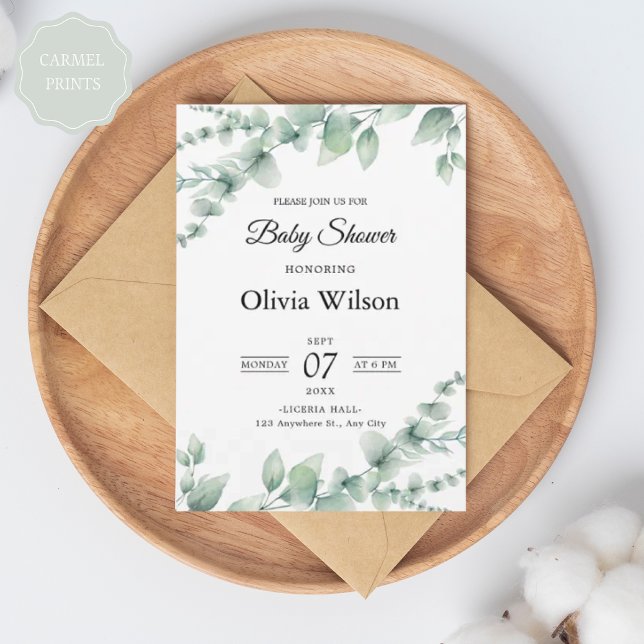 Invitation Design moderne de pattes florales vert et blanc (Modern Green & White Floral Patter Design Invitation)