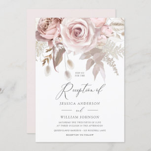 Invitation Design moderne Dusty Rose Bleu Réception de mariag