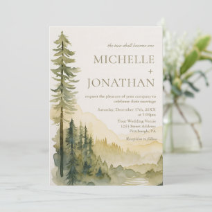 Invitation Design moderne Pine Trees Bible Mariage chrétien