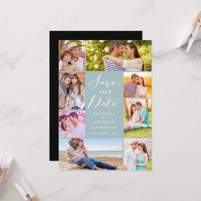 Invitation Design Moderne Script 8 Multi Photo Enregistrer La (Devant/Arrière en situation)