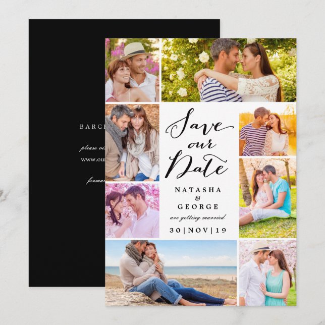 Invitation Design Moderne Script 8 Multi Photo Enregistrer La (Devant / Derrière)