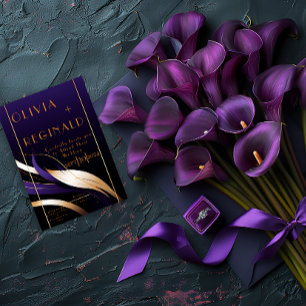 Invitation Design moderne violet et or Résumé Calla Lily