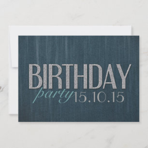 Invitation Design noir turquoise denim Guy Anniversaire Invit