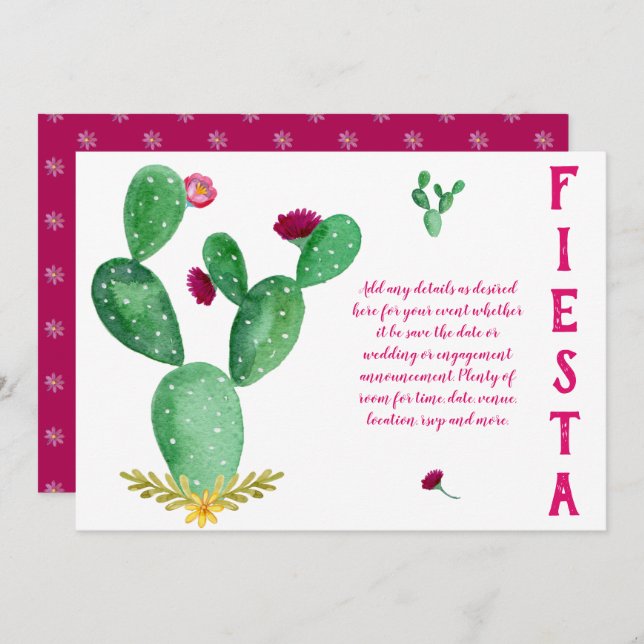 Invitation Design Propre FIESTA Folk Art Mariage Fête des mar (Devant / Derrière)