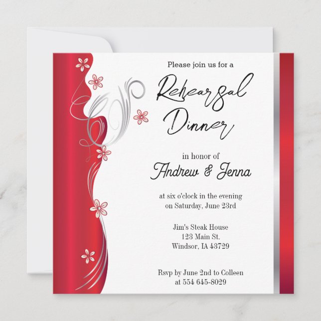 Invitation Design rouge tourbillonnant (Devant)