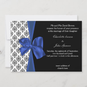 Invitation Design ruban Damask FAUX de la marine