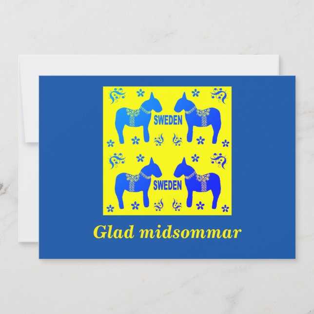 Invitation design scandinave, Glad midsommar personnalisé (Devant)