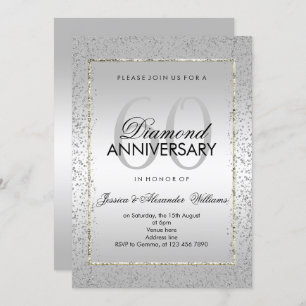Invitation Design Silver Confetti 60e Mariage Diamond