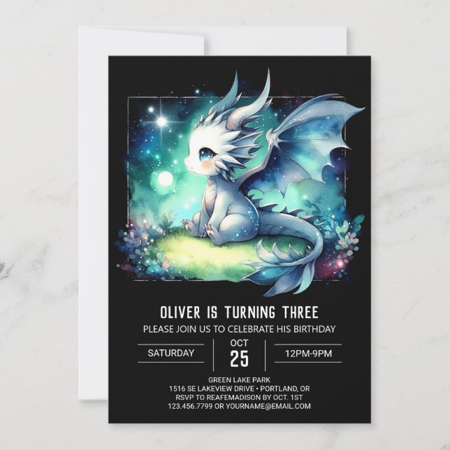 Invitation Design Whimsy Dragon Anniversaire (Devant)