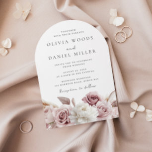 Invitation Designer Arch Blush Rose et Mariage floral blanc