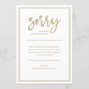 Invitation Désolé pour les inconvénients  Annulation ou repor