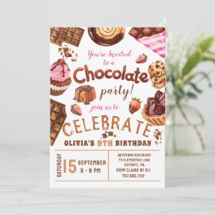Invitation Desserts au chocolat fête d'anniversaire
