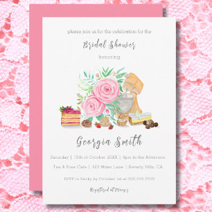 Invitation Desserts avec mélangeur et roses Baby Shower
