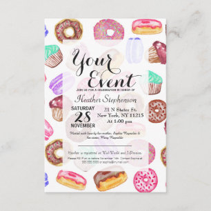 Invitation Desserts d'aquarelle peints à la main