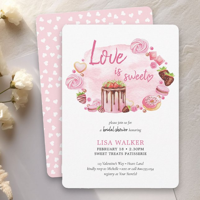 Invitation Desserts de beigne rose Fête des mariées de Saint- (Love is Sweet Bridal Brunch Invitation - order printed or as printable instant download)