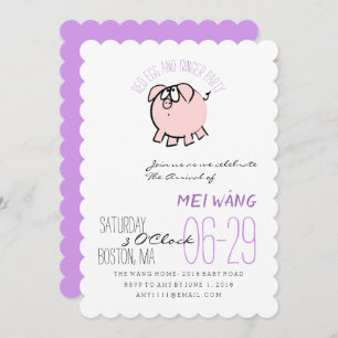 Invitation Dessin 4 Cochon Année Oeuf Et Ginger Party Baby In