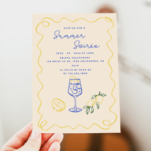 Invitation Dessin À La Main Summer Soiree Boissons Cocktail P
