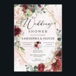 Invitation Dessin à la main wedding shower d'or floral bordea<br><div class="desc">Dessin à la main wedding shower d'or floral bordeaux invitation,  Contactez-moi pour les articles correspondants ou pour la personnalisation,  Roses blush ©</div>