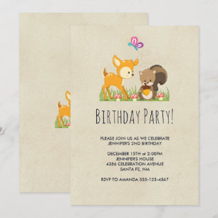 Invitation Dessin animé d'anniversaire de créatures mignonnes