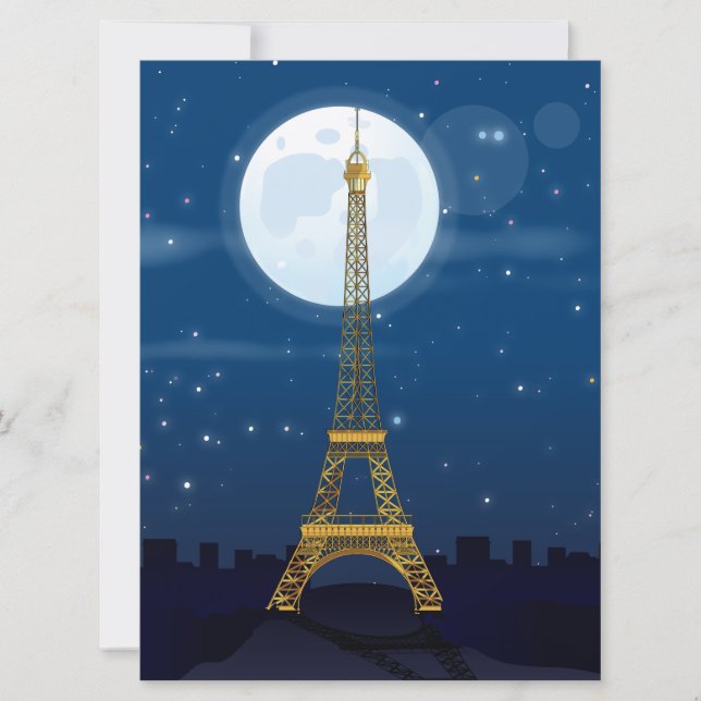 Invitation Dessin animé de la Tour Eiffel (Devant)