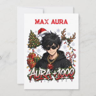 Invitation Dessin animé drôle de Noël Garçon Max Aura Plus 10