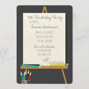 Invitation Dessin Art Easel fête d'anniversaire
