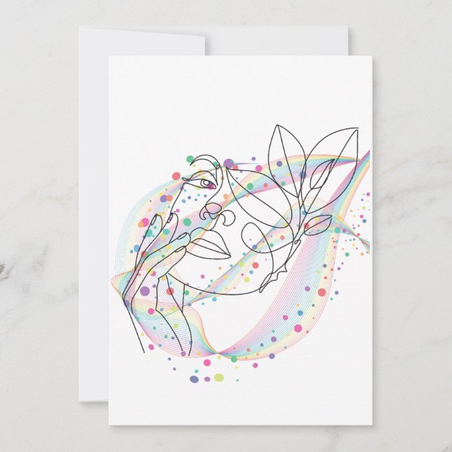 Invitation dessin au trait design de visage simple arty (Devant)
